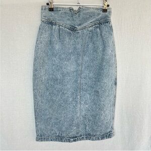 Zena Vintage High Waist Acid Wash Denim Skirt – 80s Pencil Skirt